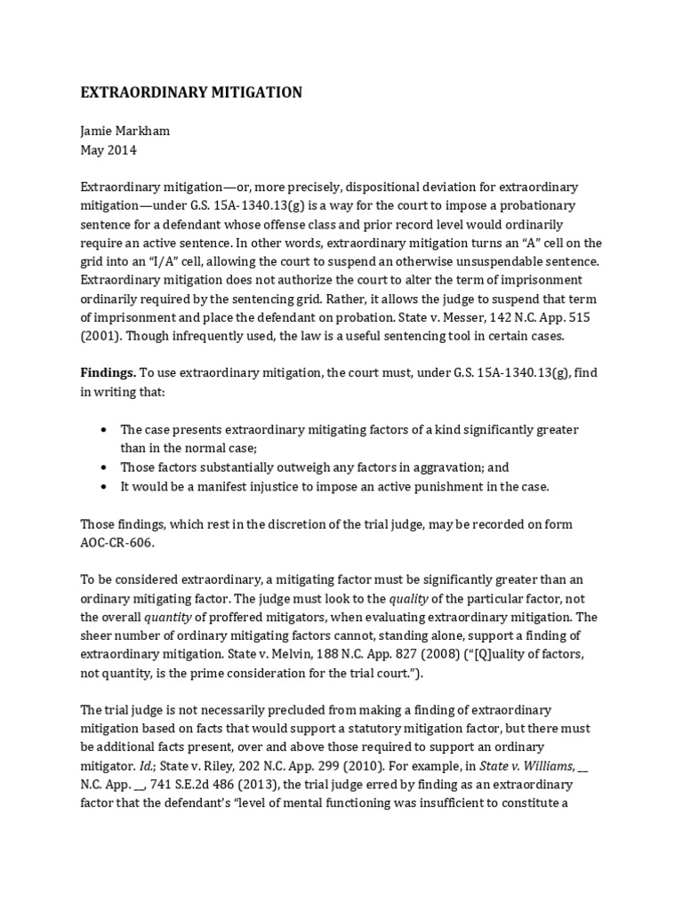 Extraordinary Mitigation (April 2014) | PDF | Mitigating Factor ...