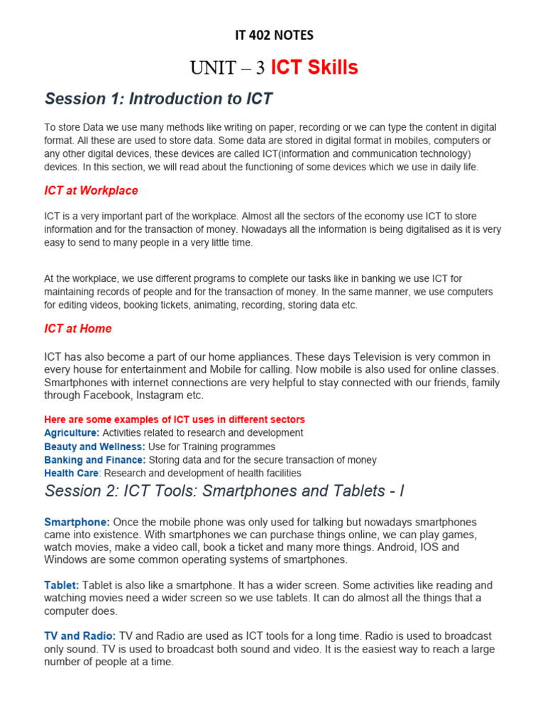 ICT Skills and Tools Overview | PDF | Computer Keyboard | World Wide Web