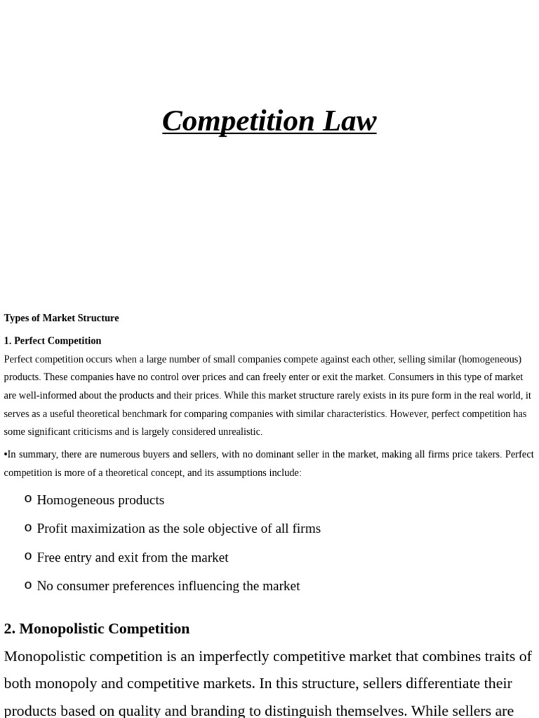 Unit 1 Competition Act 2002 Pdf Competition Law Monopoly