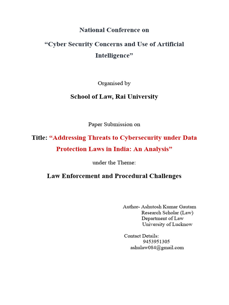 Cybersecurity and Data Protection in India | PDF | Security | Computer ...