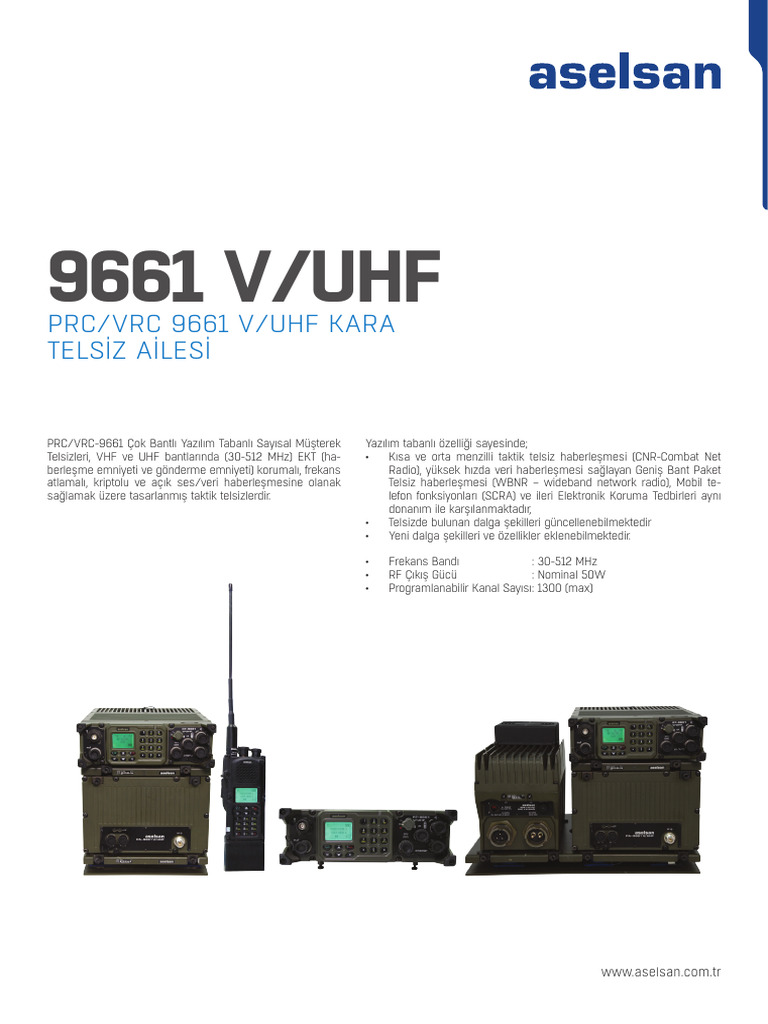 PRC/VRC 9661 V/Uhf Kara Telsiz Ailesi | PDF