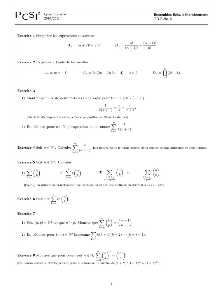 Exercices de dénombrement et factorielles | PDF | Polygone | Mathématiques