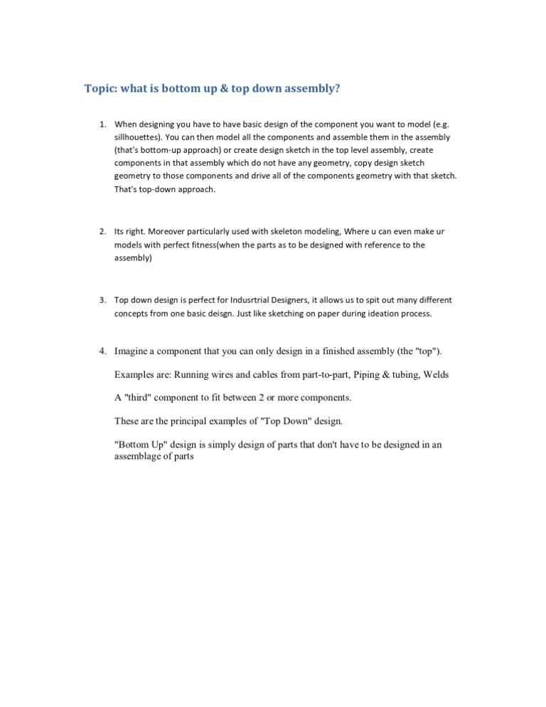 Topic Top Down Assembly | PDF