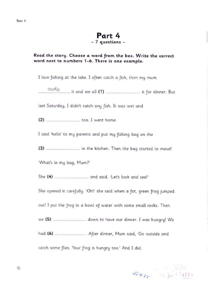 Movers 3 (Test 1 - Reading) - 7-14 | PDF