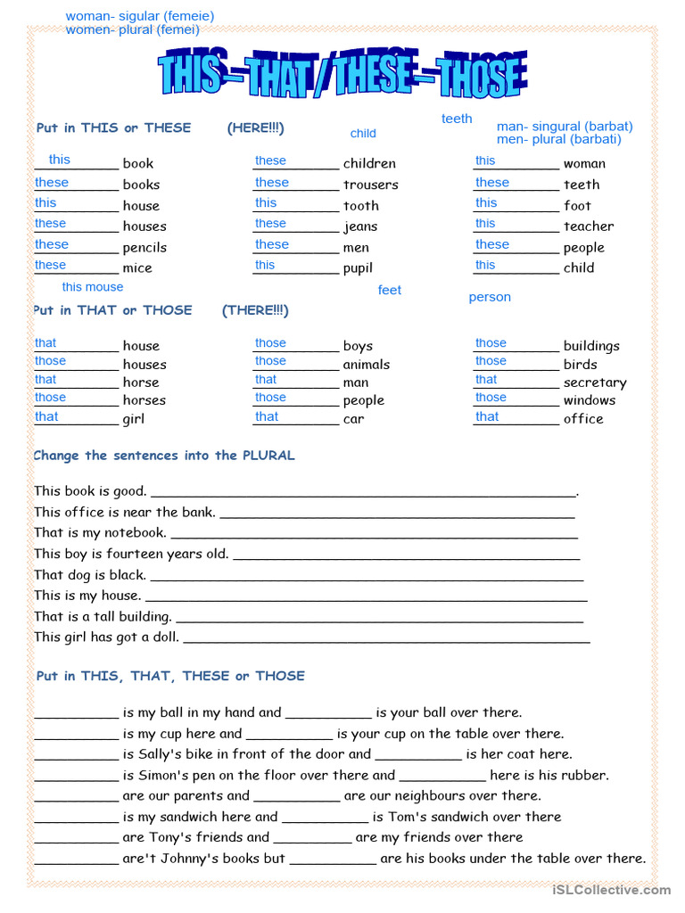 Grammar Exercise: This, That, These, Those | PDF