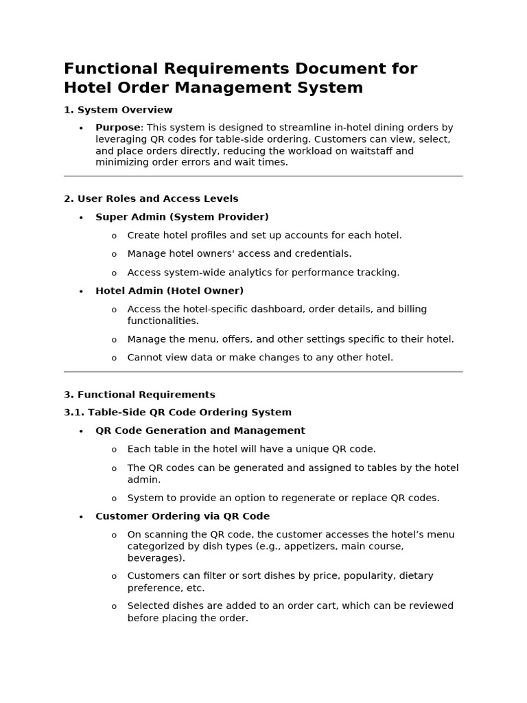 Order Management System Requirement | PDF | Qr Code | Menu