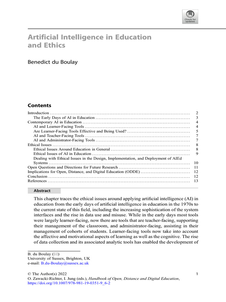 AI in Education: Ethical Considerations | PDF | Artificial Intelligence ...