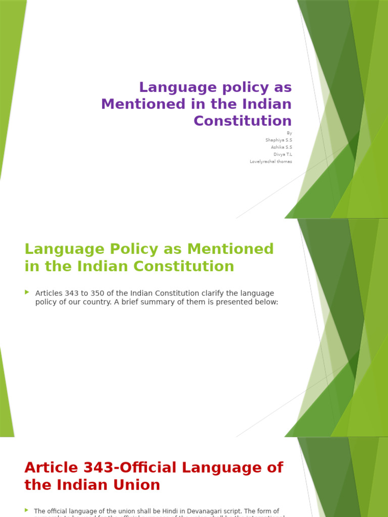 Language Policy in the Indian Constitution | PDF | Act Of Parliament ...