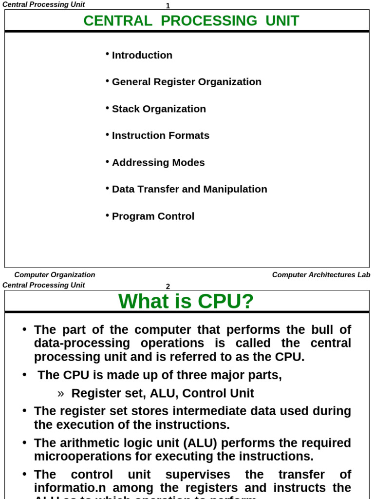 Coa Unit 2 Part 2 Cpu | PDF | Central Processing Unit | Office Equipment
