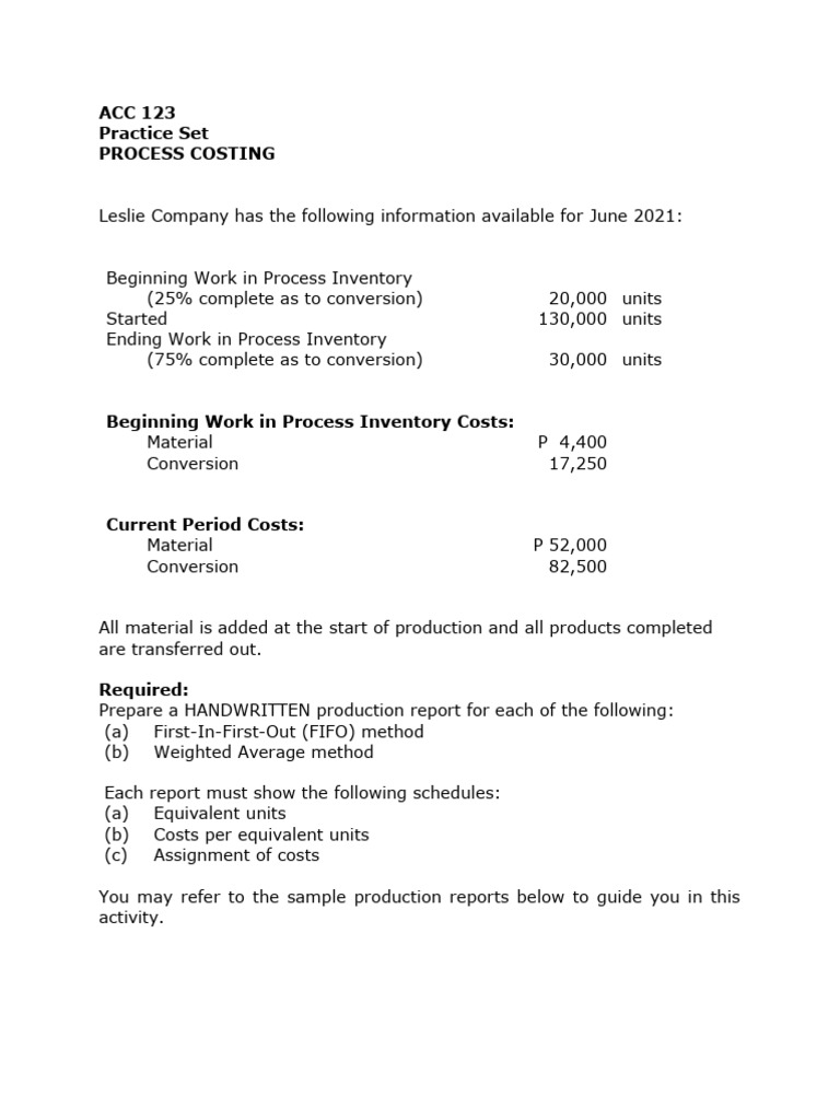 Acc 123 Practice Set | PDF | Inventory | Logistics