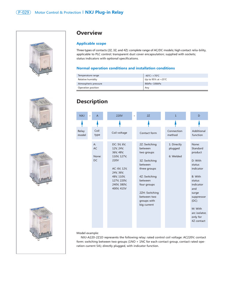NXJ Plug-In Relay: Motor Control & Protection | PDF | Mains Electricity ...