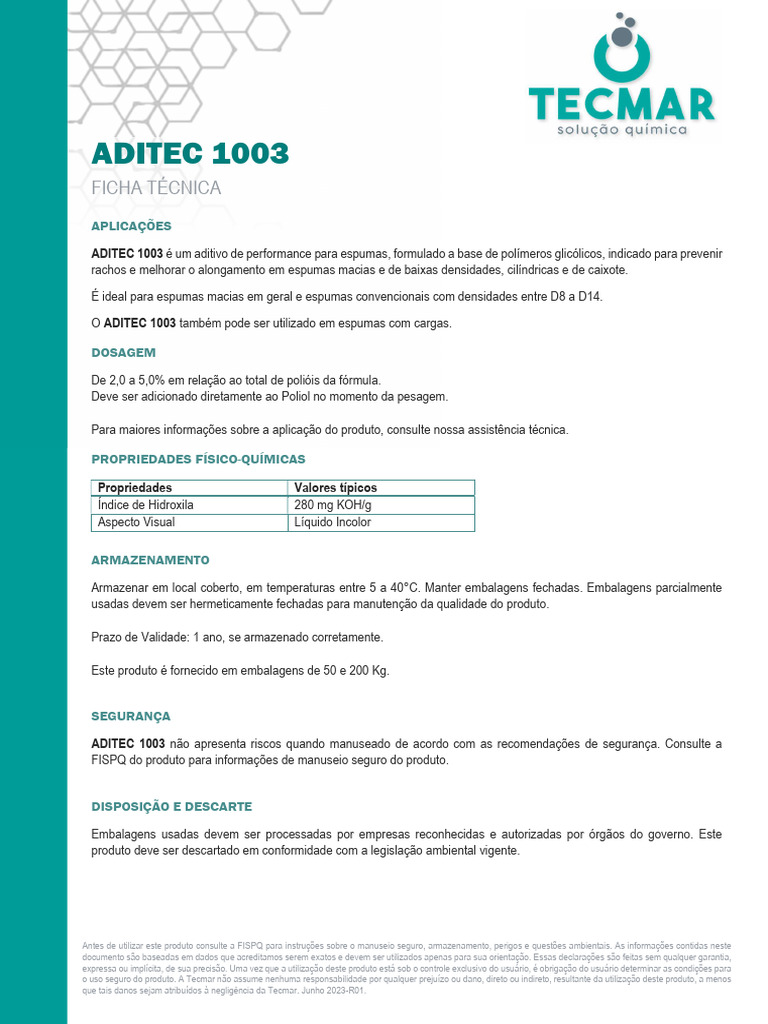 Ficha Técnica Poliol | PDF