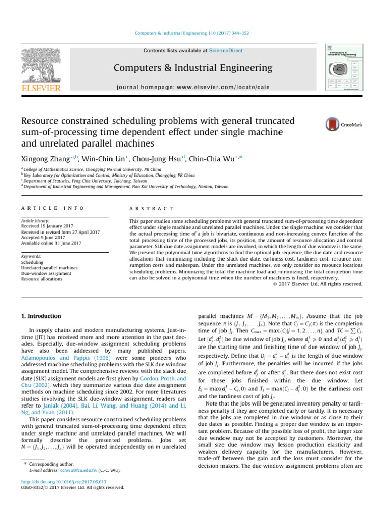 Resource-Constrained Scheduling Algorithms | PDF | Loss Function ...