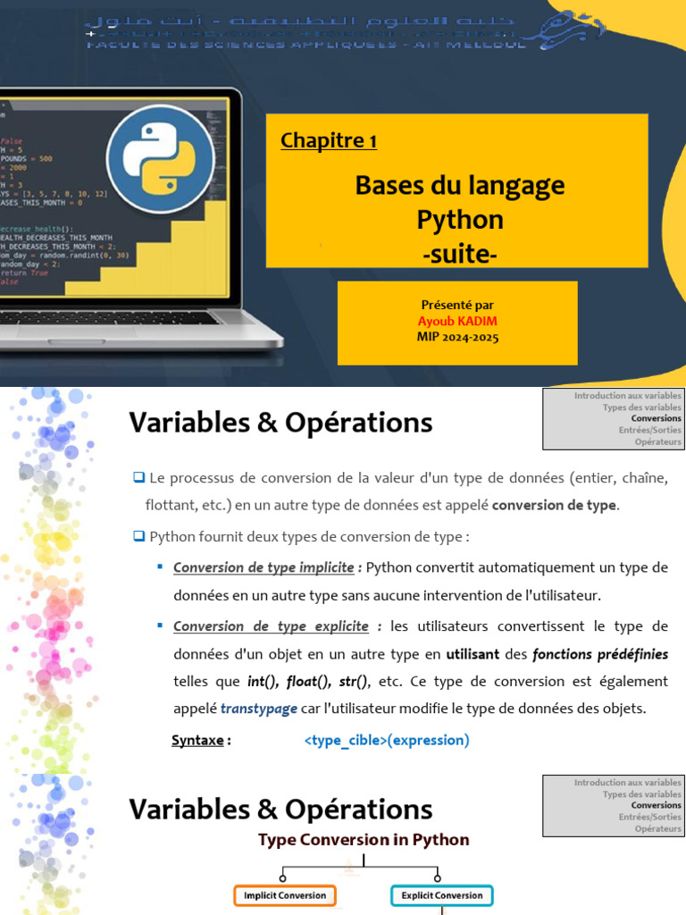 Introduction à Python : Variables et Opérations | PDF | Structure de ...