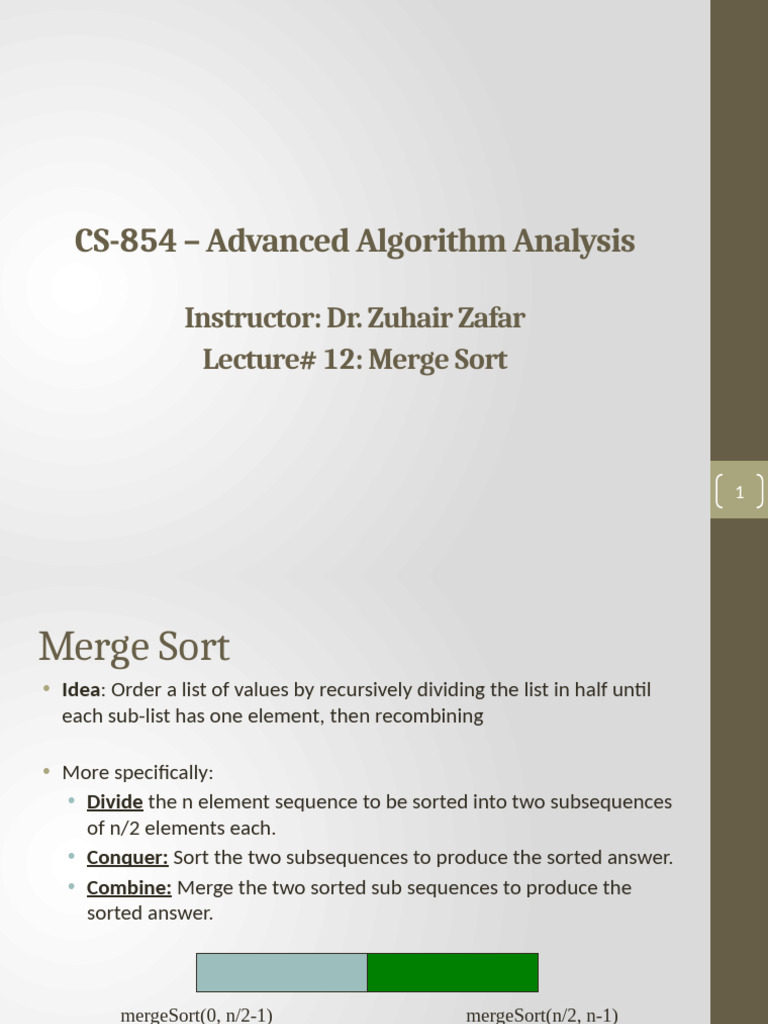 Lecture 12 - Merge Sort | PDF | Algorithms And Data Structures ...