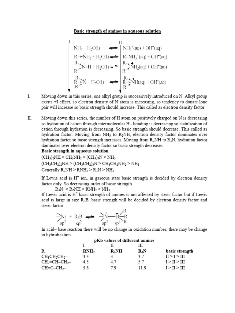 Basic Strength of Amines in Aqueous Solution | PDF