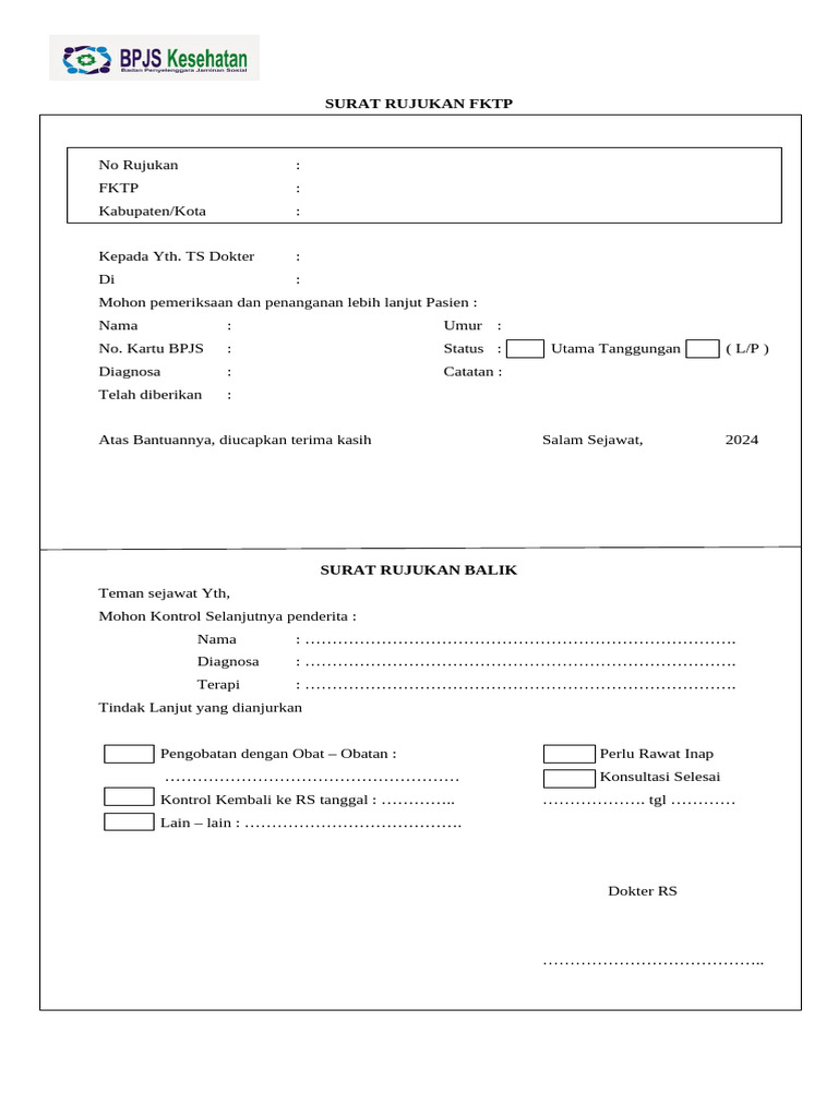 Surat Rujukan Medis dan Balik | PDF