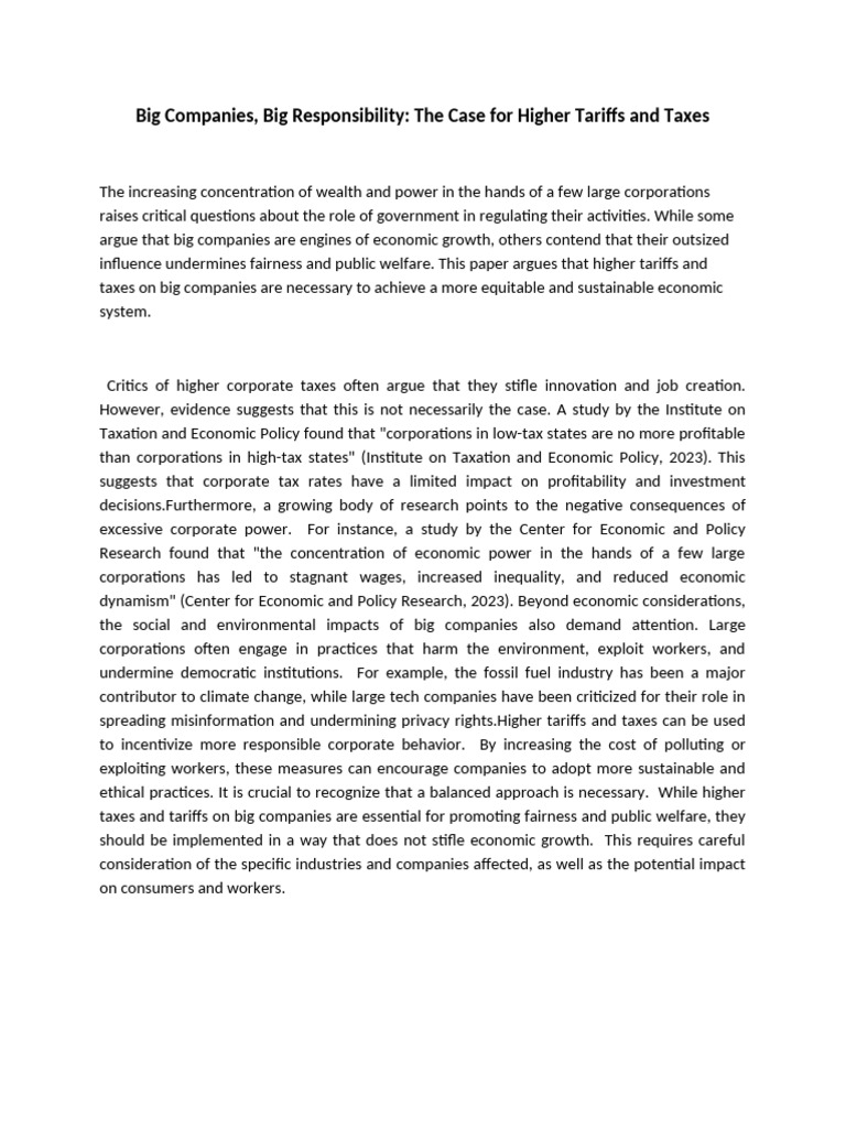 Position Paper | PDF | Taxes | Sustainability