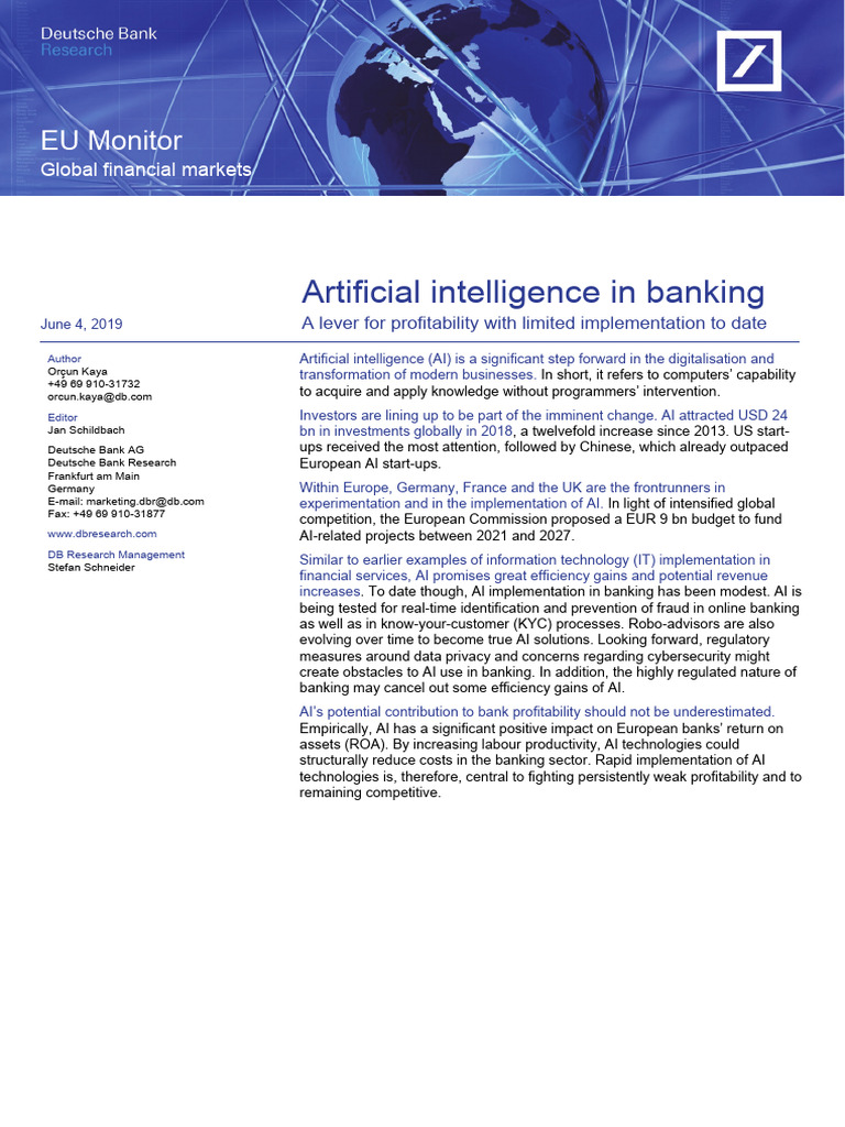 Artificial Intelligence in Banking A Lever For PR | PDF | Machine ...