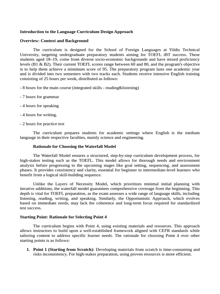 TOEFL Curriculum Design Using Waterfall Model | PDF | Test Of English ...