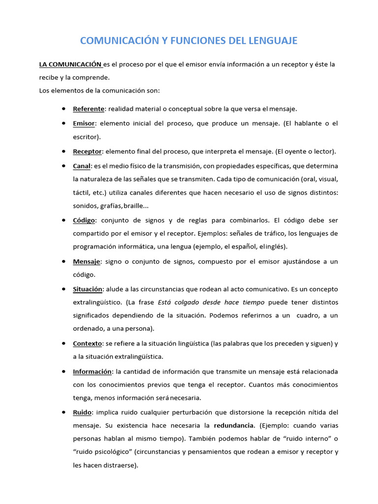 Funciones Del Lenguaje | PDF | Comunicación | Lingüística