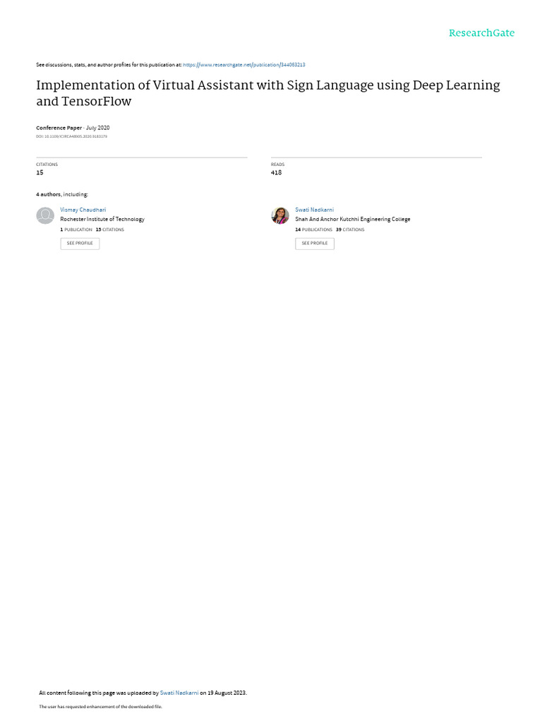 Virtual Assistant with Sign Language AI | PDF | Artificial Neural ...