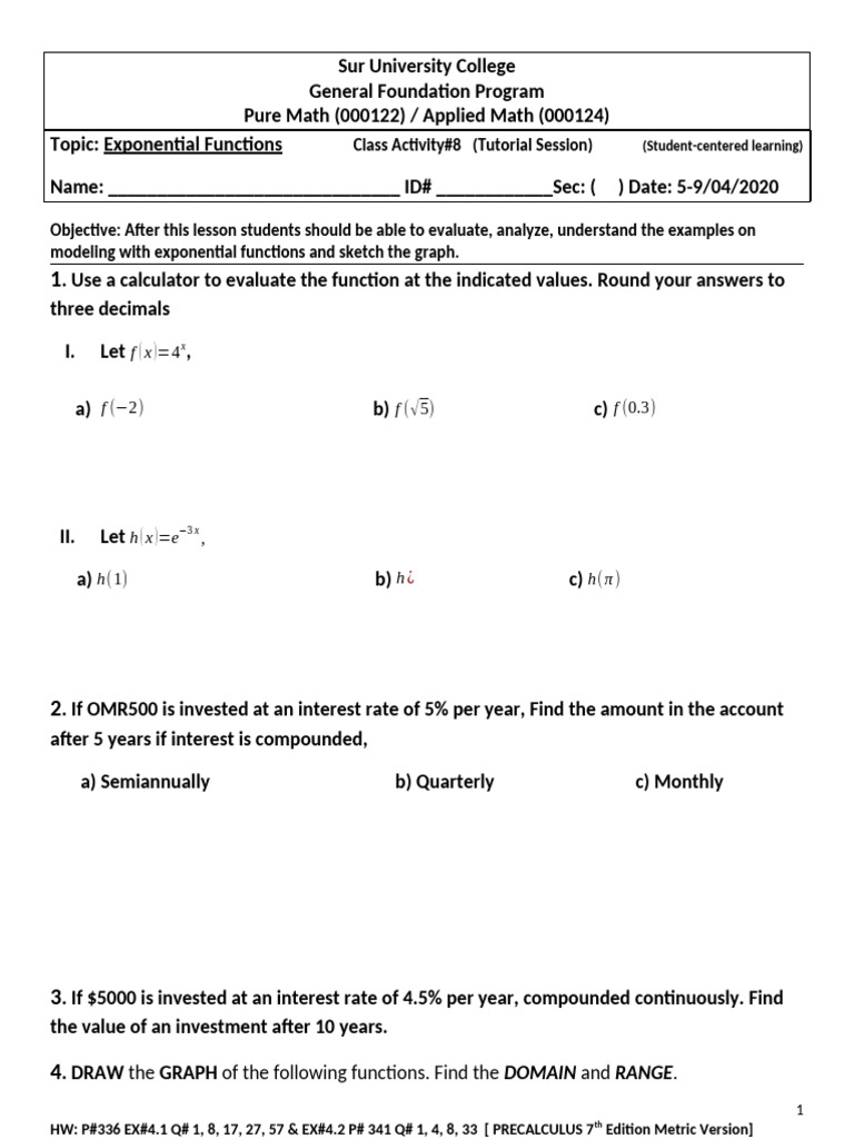 Lecture#7.1 - Exponential Functions | PDF | Function (Mathematics ...