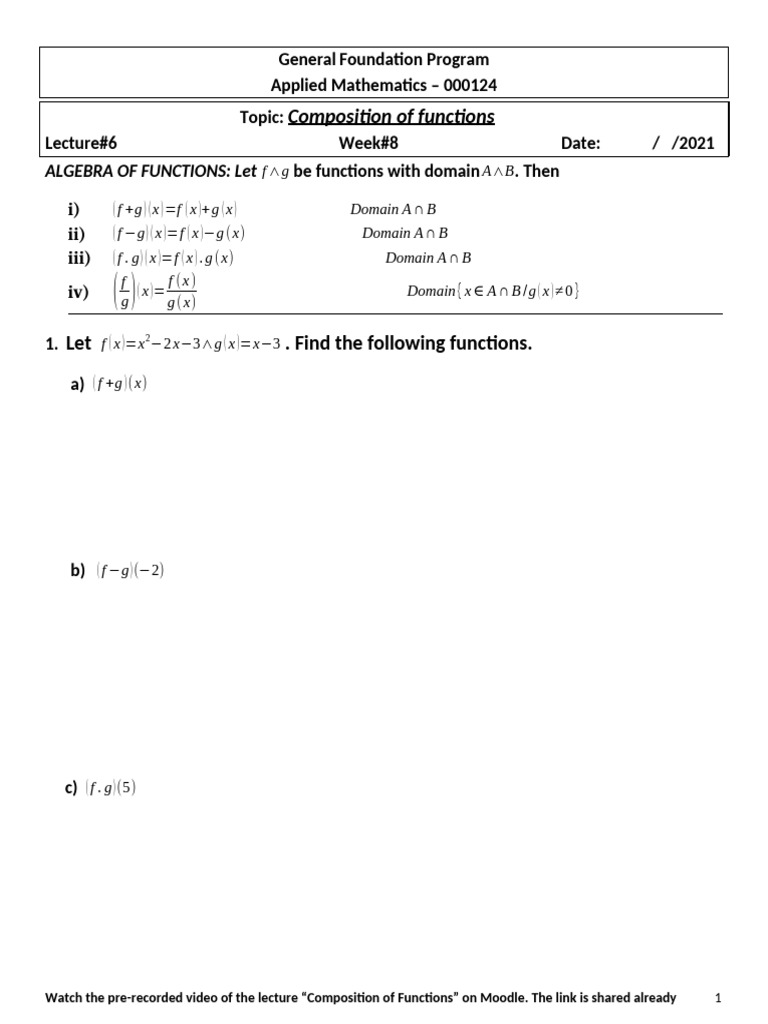 Functions Composition and Algebra Guide | PDF | Mathematics | Analysis