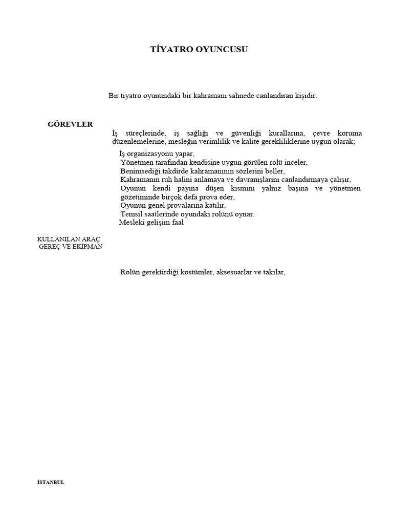 Tiyatro Oyuncusu. | PDF