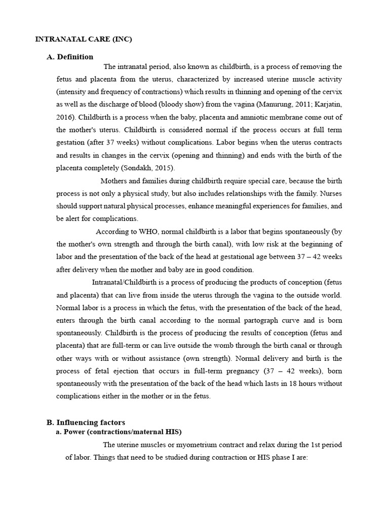 Intranatal Care: Understanding Childbirth | PDF | Childbirth | Uterus