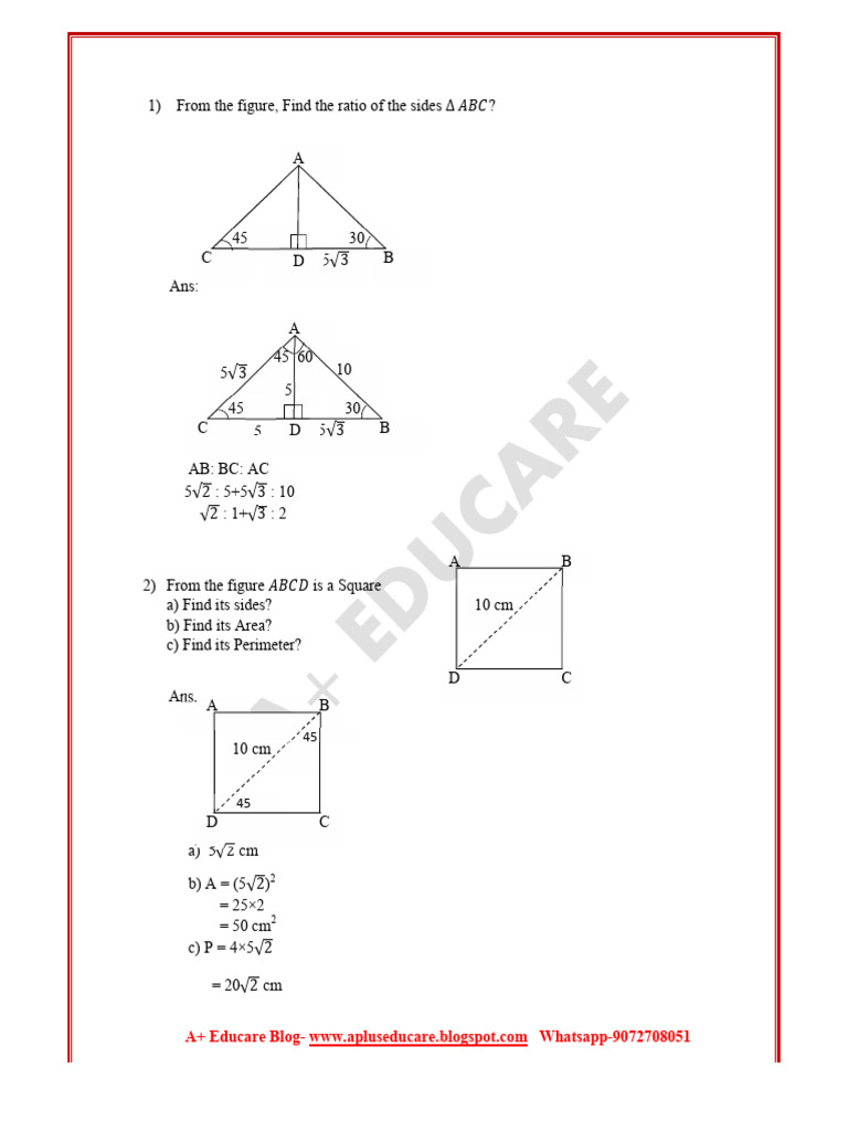 SSLC Trigonometry Questions & Solutions | PDF | Trigonometric Functions ...