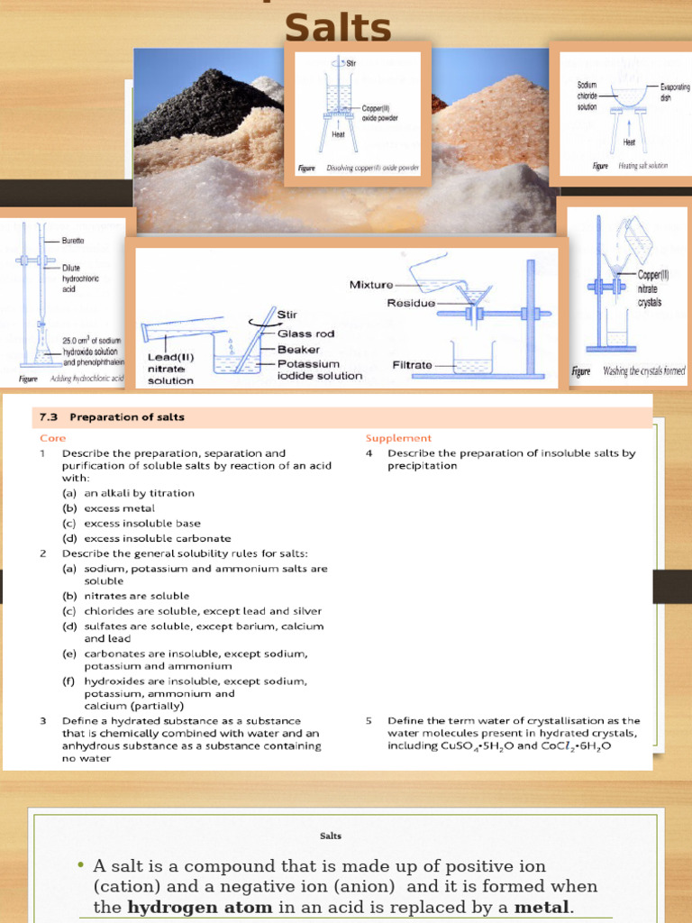 Preparation and Properties of Salts | PDF | Salt (Chemistry) | Solubility