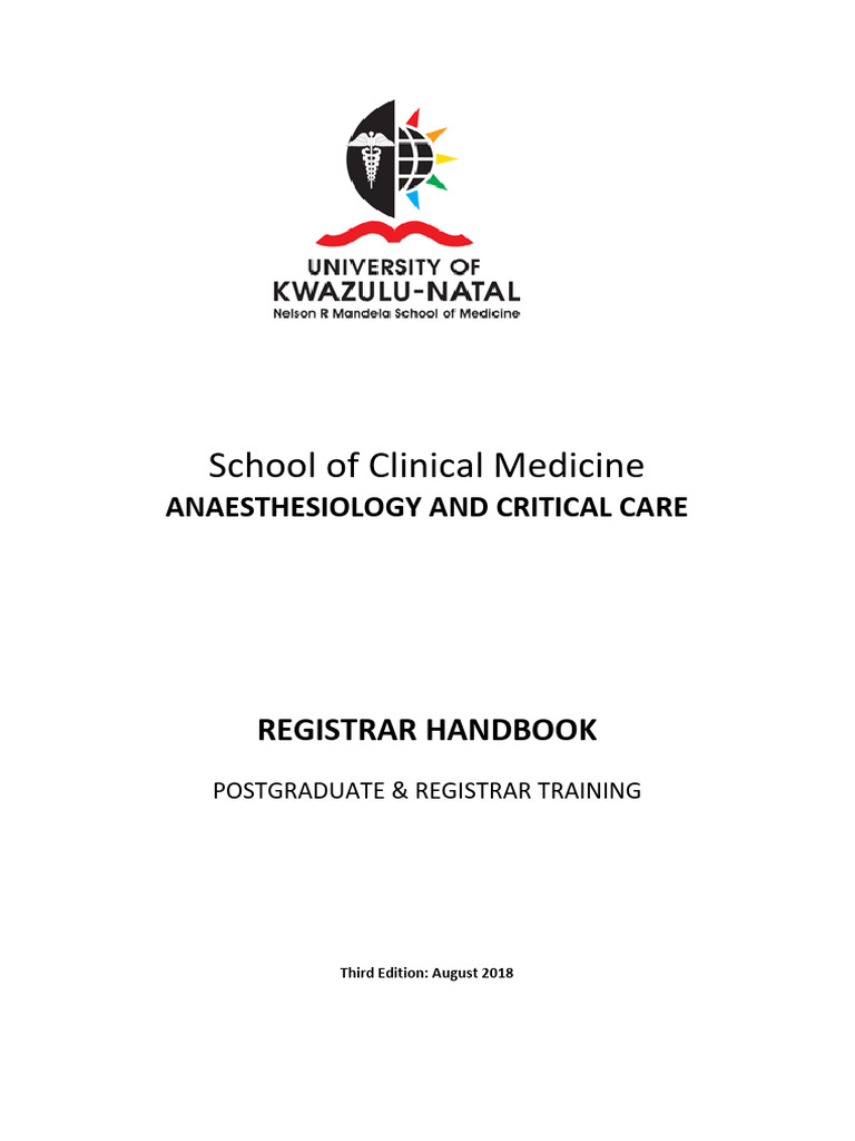 Anaesthesiology Registrar Handbook | PDF | Libraries | Medicine
