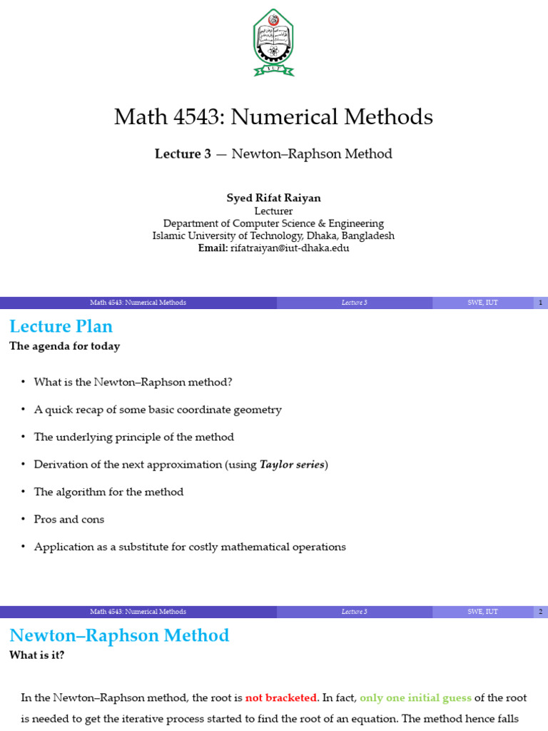Newton-Raphson Method Overview | PDF | Numerical Analysis | Mathematics