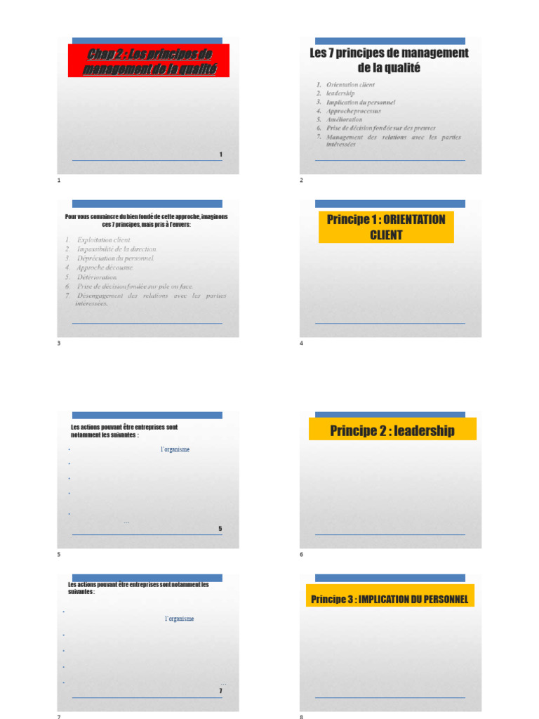 7 Principes du Management de la Qualité | PDF | Audit | Management de ...
