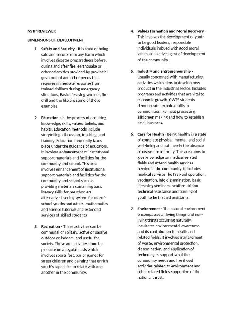 NSTP Reviewer Prelims | PDF | Social Psychology | Psychology