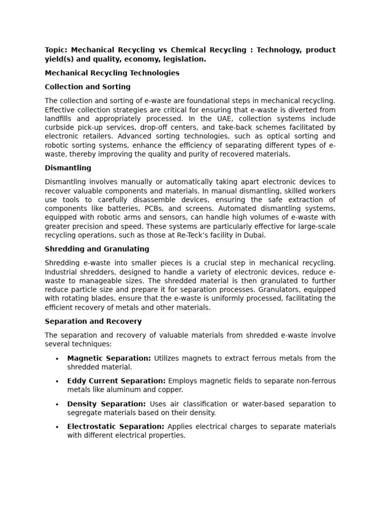 Mechanical Vs Chemical Recycling | PDF | Electronic Waste | Recycling