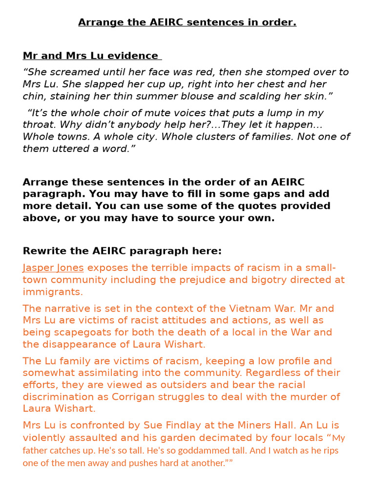 Organizing AEIRC Paragraphs on Racism | PDF | Racism | Discrimination ...