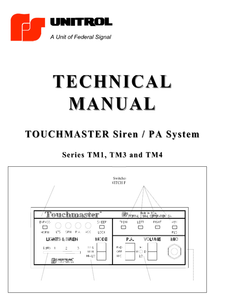 Touchmaster PA System Technical Manual | PDF | Amplifier | Electronic ...