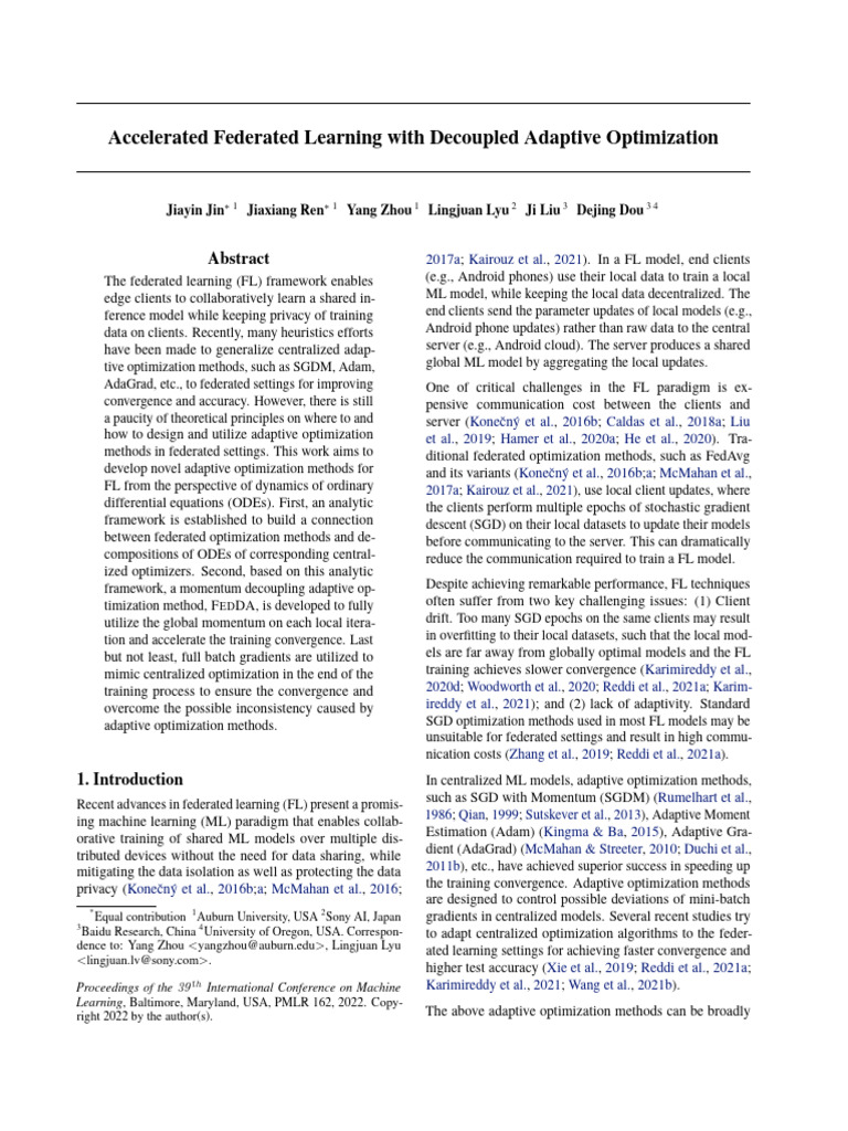 Accelerated Adaptive Optimization in FL | PDF | Mathematical ...