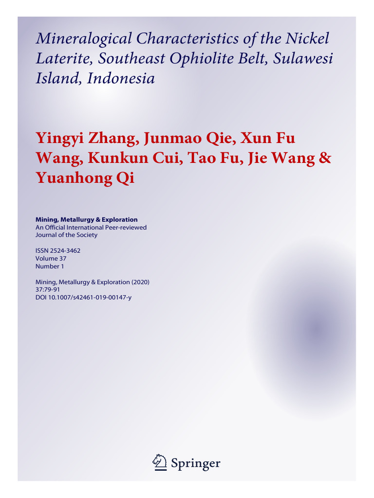 Mineralogical Characteristics of The Nickel Laterite, Southeast ...