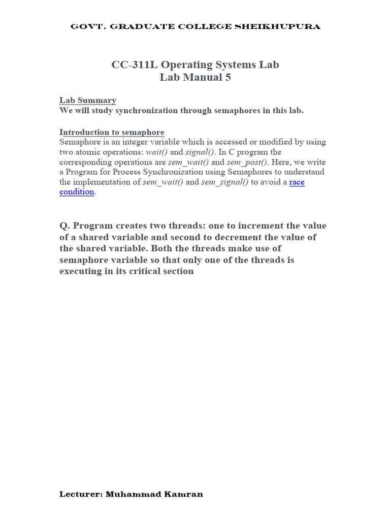 CC311_Lab5 | PDF | Software Engineering | Synchronization