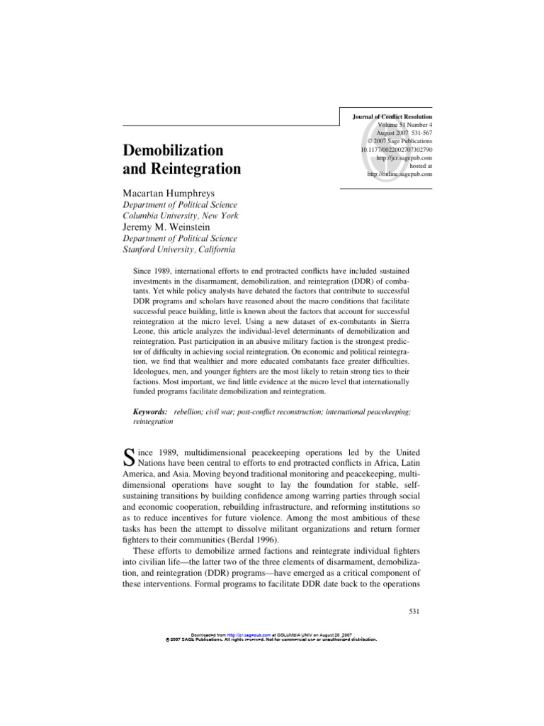 2007 Demobilization | PDF | Peacekeeping | Sampling (Statistics)
