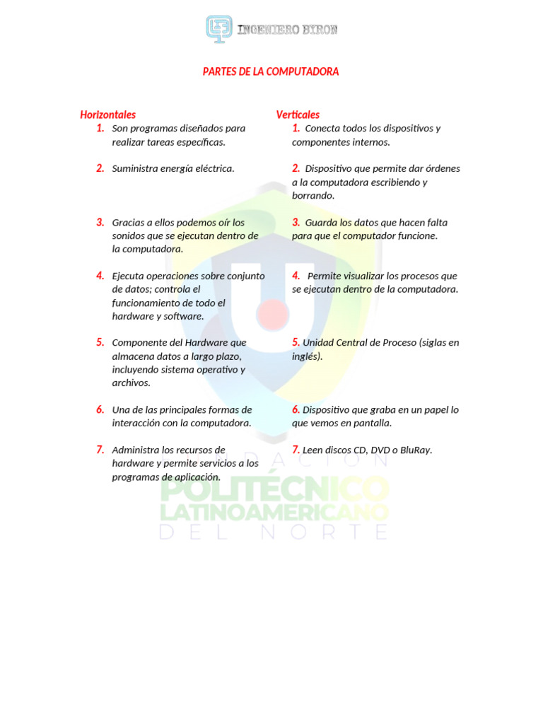 Partes Esenciales de una Computadora | PDF | Hardware de la computadora ...