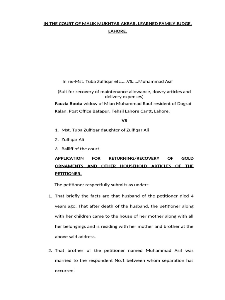 Fouzia Boota Aplliaction Mian M Rafiq | PDF | Affidavit | Justice
