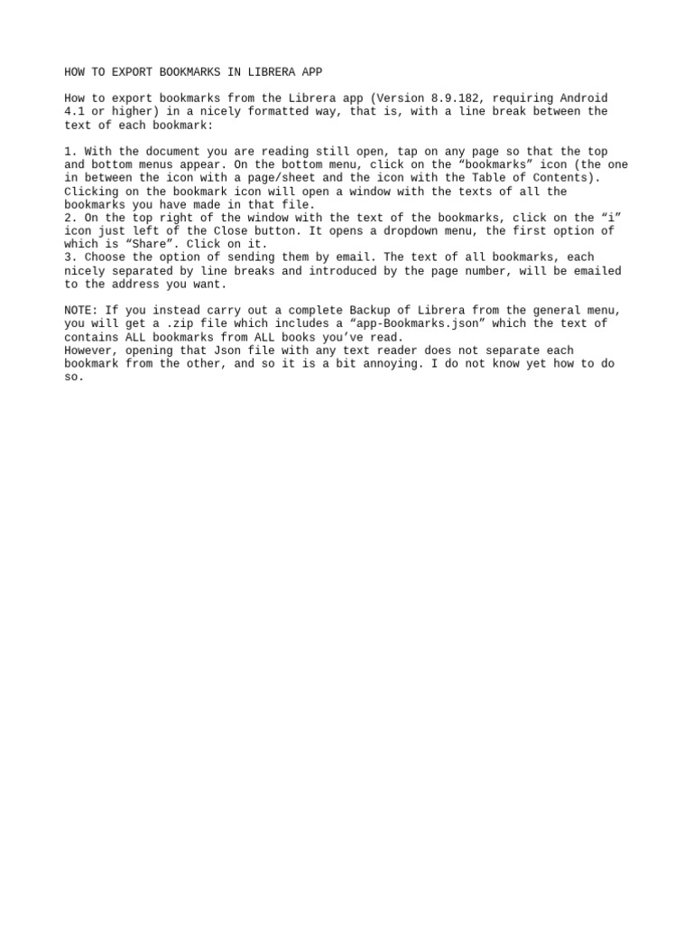 Export Bookmarks Librera | PDF