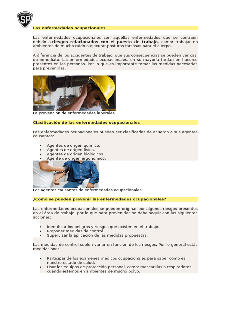 Prevención de Enfermedades Ocupacionales | PDF | Dolor lumbar | ruido