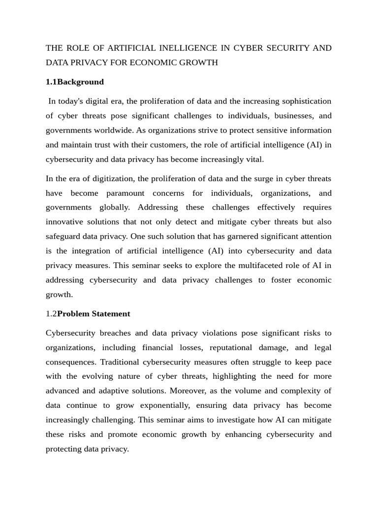 AI's Impact on Cybersecurity & Data Privacy | PDF | Security | Computer ...