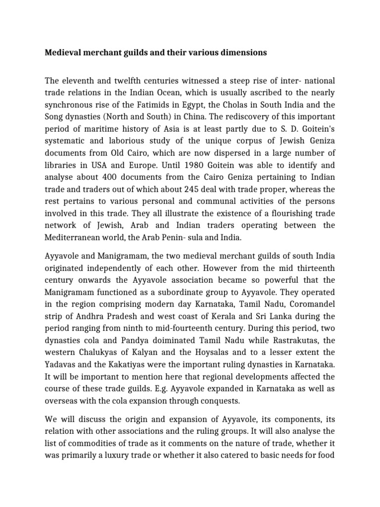 Medieval Merchant Guilds in South India | PDF