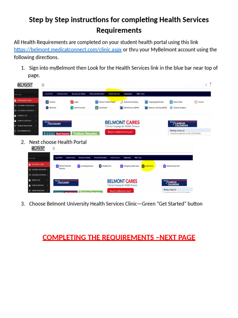 Step by Step Instructions For Health Services Requirements | PDF ...